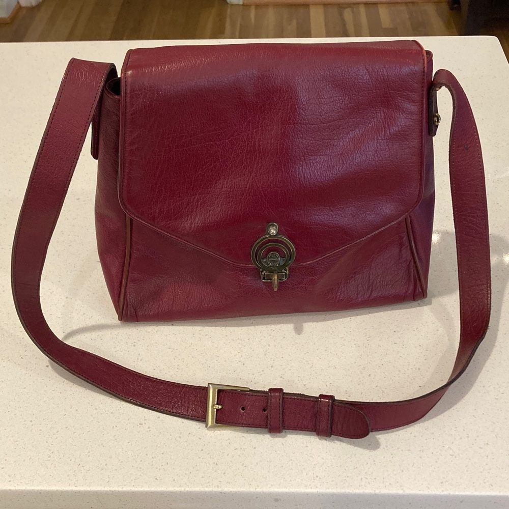 Etienne Aigner Burgundy Leather Shoulder Bag